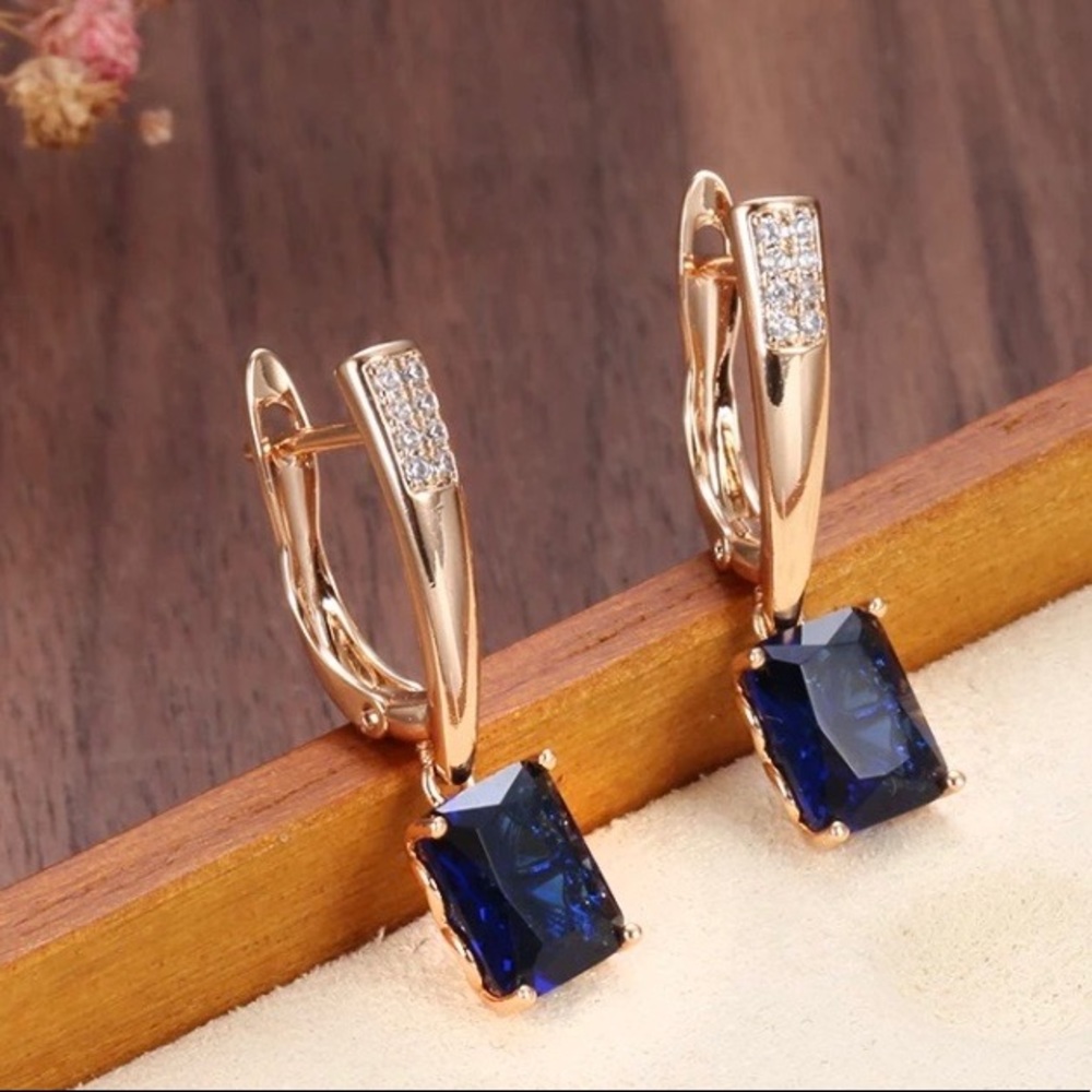 NEW Luxury 585 Rose Gold Dangle Earrings - Picture 5 of 7